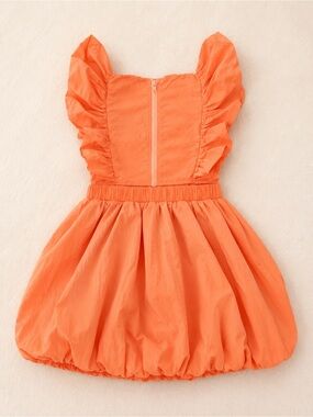 Coral Orange Ruffle V-Neck Romper